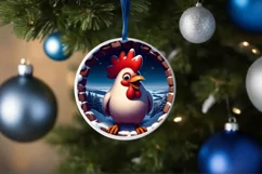 Chicken Smiling Round Ornament Sublimation PNG Product Image 4