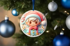 Santa's BOY Round Ornament Sublimation PNG Product Image 1