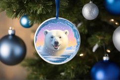 Polar Bear in Snow Wall Round Ornament Sublimation PNG Product Image 1