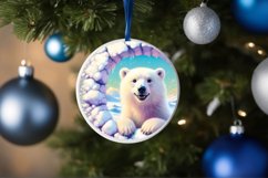 Polar Bear in Snow Wall Round Ornament Sublimation PNG Product Image 1