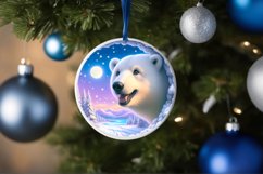Polar Bear in Snow Wall Round Ornament Sublimation PNG Product Image 4