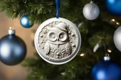 Christmas Owl Round Ornament PNG Product Image 4