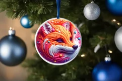Christmas Fox Ornament Sublimation PNG Product Image 4