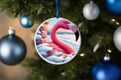 Flamingo Snow Wall Ornament PNG Product Image 1