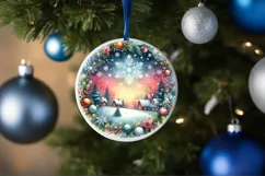 Watercolor Scene Snowflake Sublimation PNG Product Image 4