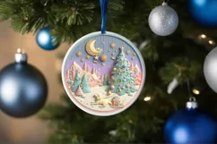Round Christmas Ornament Sublimation|Clipart Product Image 1