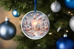 Pastel Christmas Scene Ornament Sublimation PNG Product Image 4