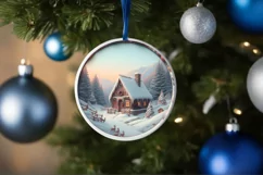 Pastel Christmas Scene Ornament Sublimation PNG Product Image 4