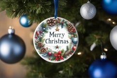 Merry Christmas Round Ornament Sublimation PNG Product Image 1