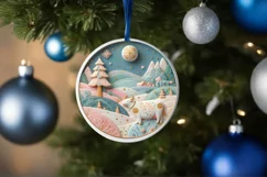 Round Christmas Ornament Sublimation|Clipart Product Image 1