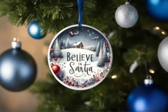 Believe in Santa Round Ornament Sublimation PNG Product Image 1