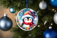 Penguin Round Ornament Sublimation PNG Product Image 4
