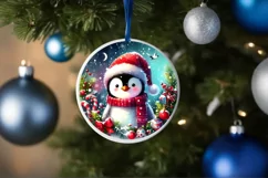 Penguin Round Ornament Sublimation PNG Product Image 1