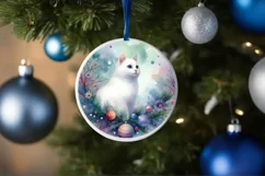 Colorful Cat Christmas Ornament Sublimation PNG Product Image 4