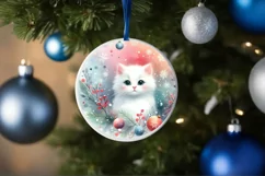 Colorful Cat Christmas Ornament Sublimation PNG Product Image 4