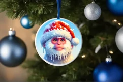 3D Winter Monkey Portrait with Santa Hat PNG Product Image 4