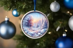 Pastel Winter Scene Ornament Sublimation PNG Product Image 1