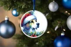Dog Round Ornament Sublimation PNG Product Image 4