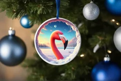 Flamingo Snow Wall Ornament PNG Product Image 4