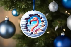 Flamingo Snow Wall Ornament PNG Product Image 1