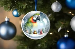 3D Parrot Santa Hat Ornament Sublimation PNG Product Image 4