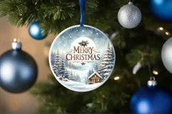 Winter Scene Merry Christmas Ornament Sublimation PNG Product Image 4