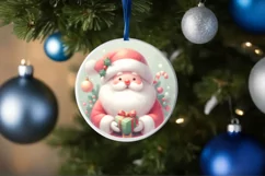 Santa Round Ornament Sublimation PNG Product Image 4
