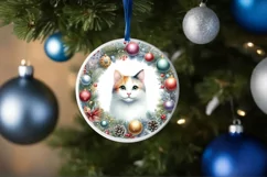 Christmas Cat Round Decor Sublimation Clipart PNG Product Image 4