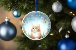 Christmas Cat Round Decor Sublimation Clipart PNG Product Image 4