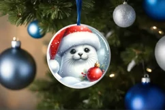 3D Seal Santa Hat Ornament Sublimation PNG Product Image 4
