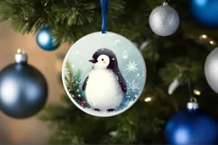 Penguin Round Ornament Sublimation PNG Product Image 4