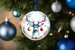 Colorful Watercolor Christmas Reindeer Ornament PNG Product Image 4