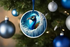 Smiling Peacock Melting Ice Round Ornament PNG Product Image 4