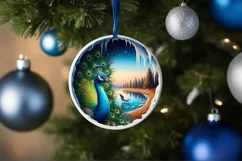 Peacock in Winter Woodland Scene Sublimation Clipart PNG Product Image 1