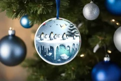 Winter Penguin Snow Scene Sublimation Clipart PNG Product Image 4