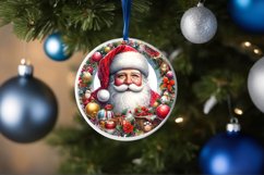 Colorful Santa Round Ornament Sublimation PNG Product Image 4