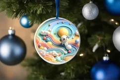 Round Christmas Ornament Sublimation|Clipart Product Image 1