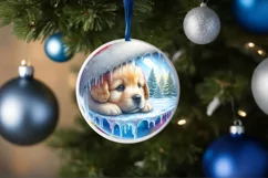 3D Round Puppy Portrait Sublimation PNG Product Image 4