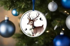 Round Ornament with Deer and Present PNG Product Image 4