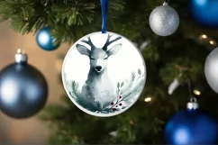 Round Ornament with Deer and Present PNG Product Image 4