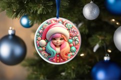 Santa's Girl Round Ornament Sublimation PNG Product Image 4