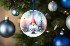 Colorful Christmas Gnome Round Ornament PNG Product Image 4