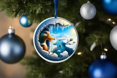 Duck in Winter Landscape Scene Sublimation Clipart PNG Product Image 1