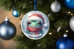 3D Frog Santa Hat Ornament Sublimation PNG Product Image 4