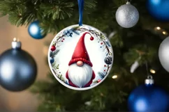Christmass Gnome Round Ornament Sublimation PNG Product Image 4