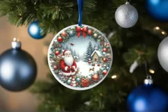 Watercolor Christmas Round Traditional Painting PNG Product Image 1