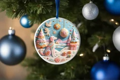 Round Christmas Ornament Sublimation|Clipart Product Image 1