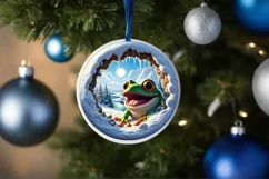 Frog in Snow Scene Sublimation Clipart PNG Product Image 4