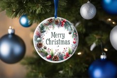 Merry Christmas Round Ornament Sublimation PNG Product Image 1