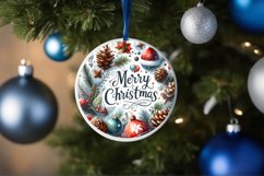 Merry Christmas Round Ornament Sublimation PNG Product Image 1